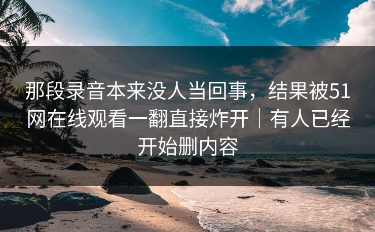 那段录音本来没人当回事，结果被51网在线观看一翻直接炸开｜有人已经开始删内容