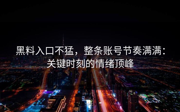 黑料入口不猛,整条账号节奏满满:关键时刻的情绪顶峰 黑料入口不猛,整条账号节奏满满:关键时刻的情绪顶峰